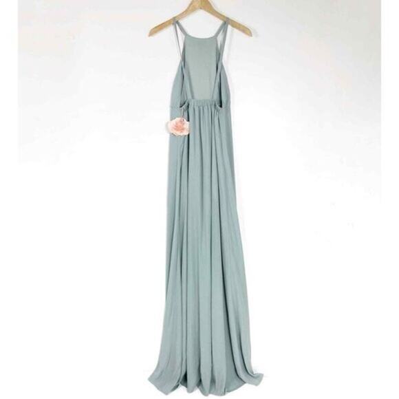 Show Me Your Mumu SMYM Amanda halter maxi dress in Silver Sage Green NEW SMALL - Picture 3 of 6
